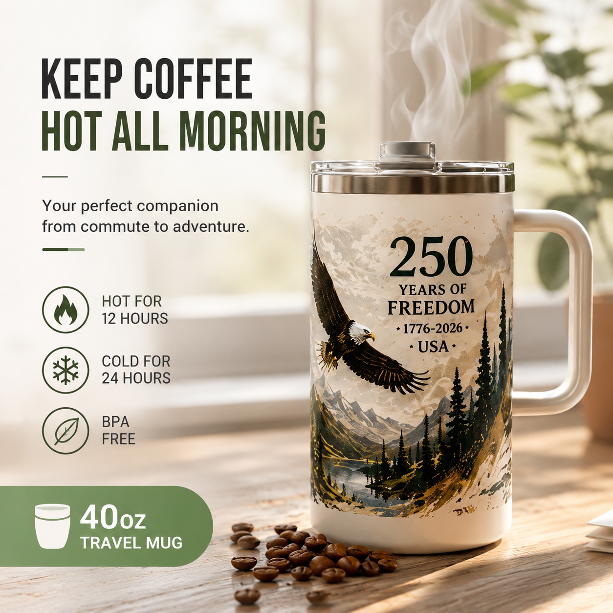 🦅🚘 Freedom Eagle 250 Travel Tumbler — Designed for America’s Busy Lifestyle