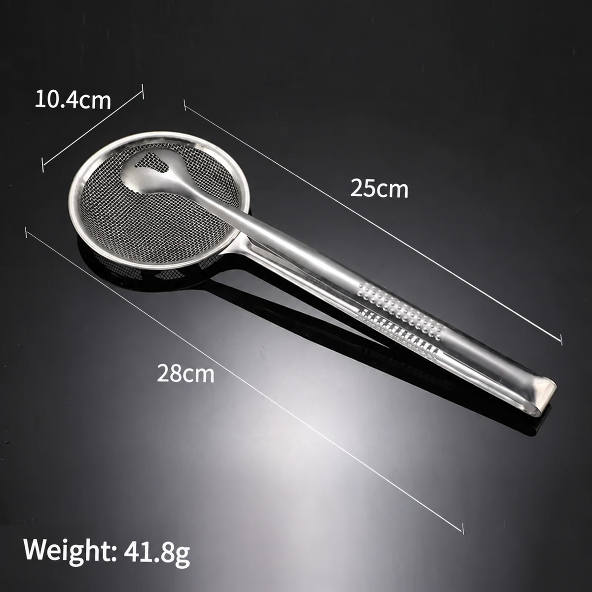 🍳 2-in-1 Strainer Tongs – Stainless Steel Kitchen Tool for Grab, Drain & Serve