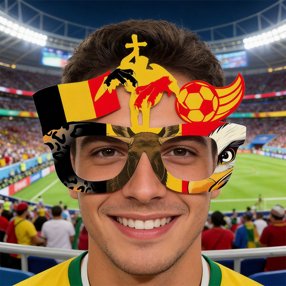 World Cup flag glasses, fan cheering props, football match decorations, mascot glasses frames