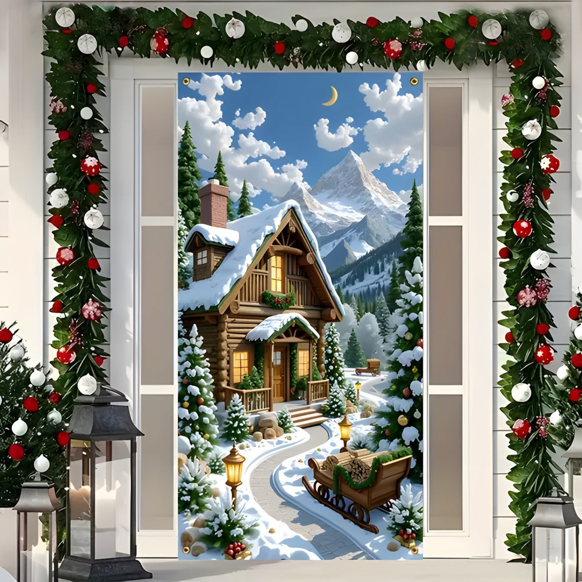 ๐ Christmas Door Cover โ Festive Holiday Door Decoration