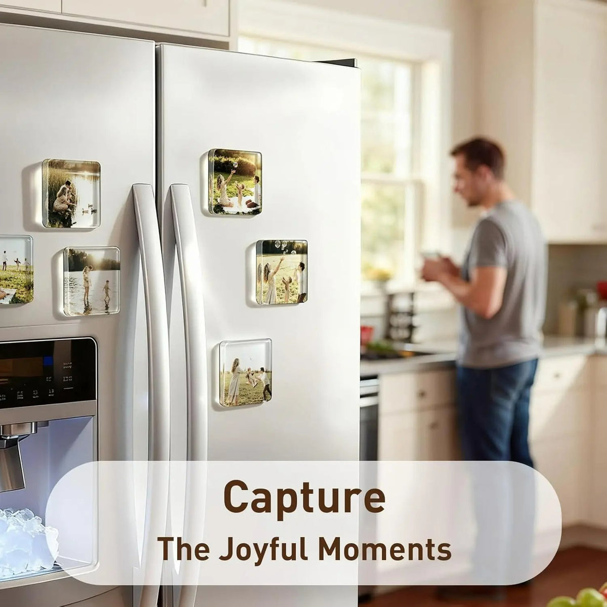 DIY Fridge Magnet Kit- Clear Acrylic DIY Fridge Magnet Set with Adhesive Backing – Square Magnetic Photo Frames with Stunning 3D Effect 💕