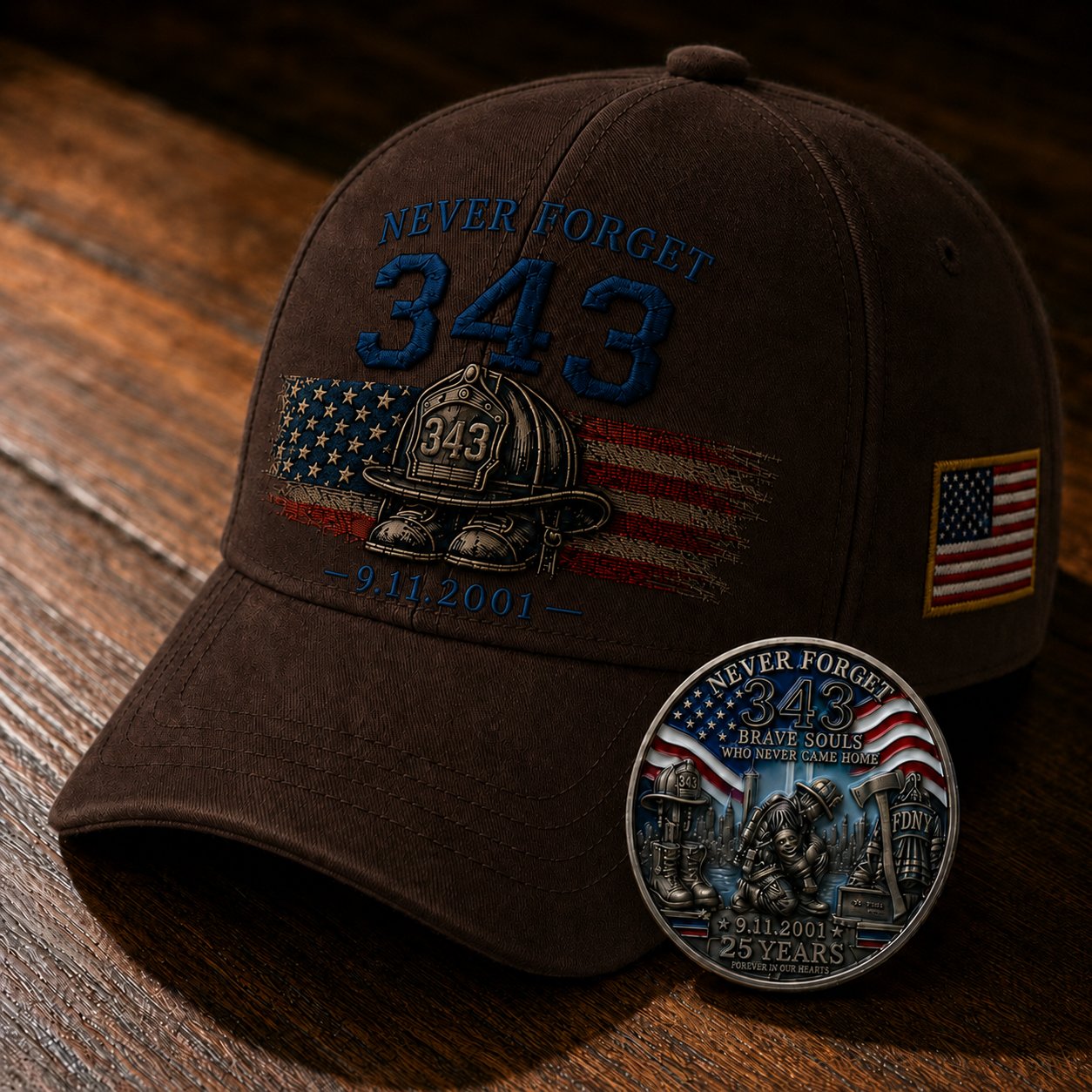 ๐งขNever Forget 343 Memorial Cap ๐ Buy the Cap Get the Matching Tribute Coin FREE