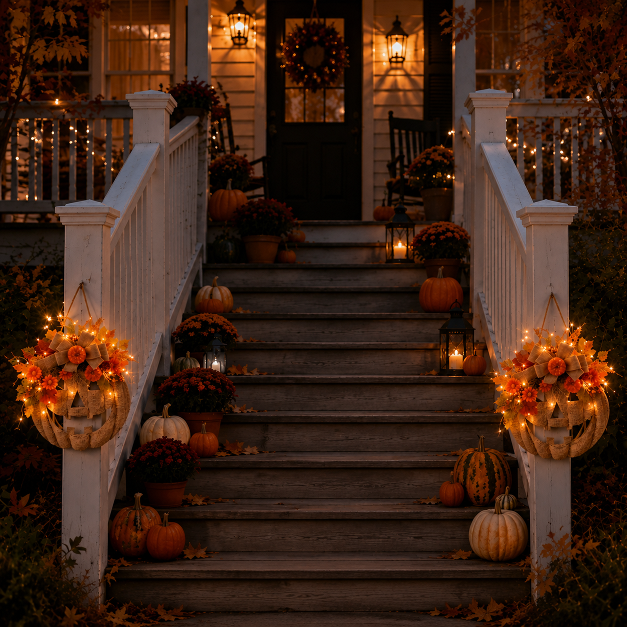 ✨🎃 Lighted Burlap Pumpkin Wreath