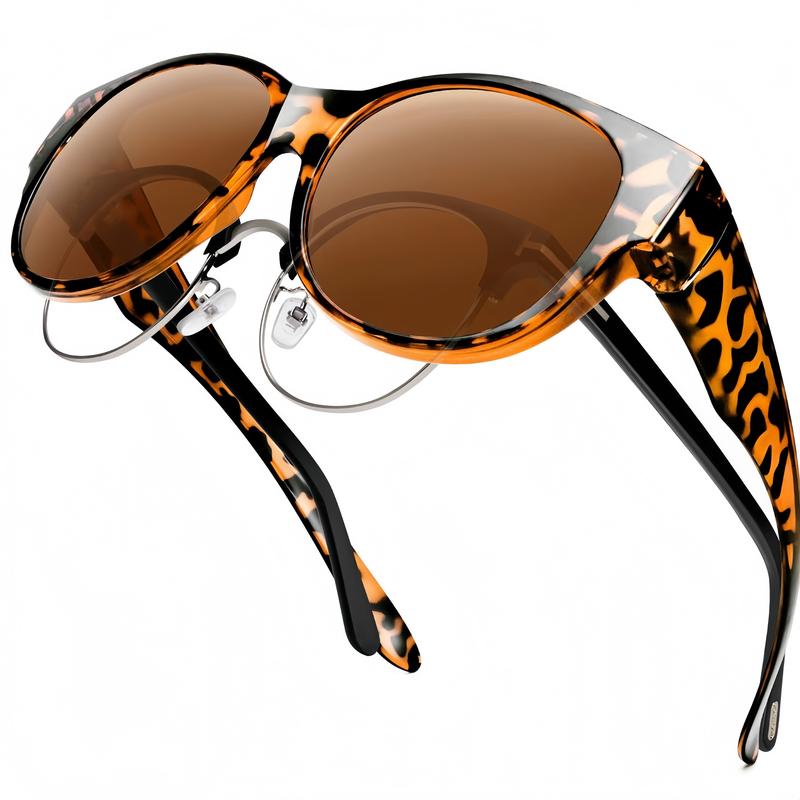 Fit-Over Prescription Sunglasses, Oversized Square Full-Rim Plastic Frames, UV400 Protection, Trendy Stylish Women's Unisex Fashion Accessory, Single Pair summerwins