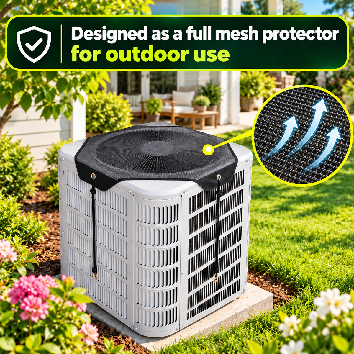 Heavy-Duty Full Mesh Outdoor Air Conditioner Cover – All-Season AC Protector