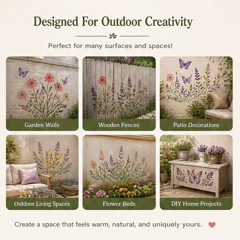 🔥LAST DAY 70% OFF - 🌿 Garden Wall Stencil – Reusable DIY Kit for Walls, Fences & Patios