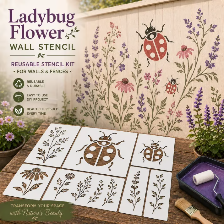 🔥LAST DAY 70% OFF - 🌿 Garden Wall Stencil – Reusable DIY Kit for Walls, Fences & Patios