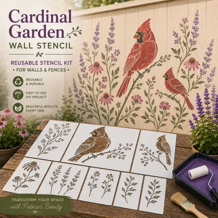 🔥LAST DAY 70% OFF - 🌿 Garden Wall Stencil – Reusable DIY Kit for Walls, Fences & Patios