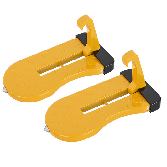 Running Board Car Door Step for Roof Access Universal Car Step Hook for Roof SUV Trucks Folding Aluminum Alloy Vehicle Door Latch Step Pedal With Glass Breaker Safety Hammer, Max Load 400lbs, 2 Pack Yellow