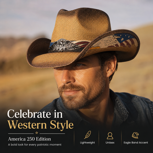 America 250 Patriot Cowboy Hat - Celebrate America's 250th Anniversary With Strength, Freedom & Pride