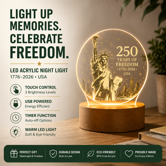 🗽 USA 250 Years of Freedom Commemorative Acrylic Light Decor