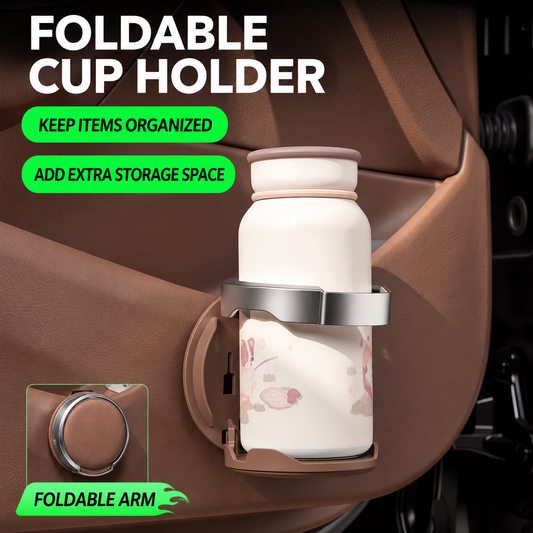 🚗Universal Foldable Car Cup Holder with Hook – Space-Saving Drink & Bottle Holder