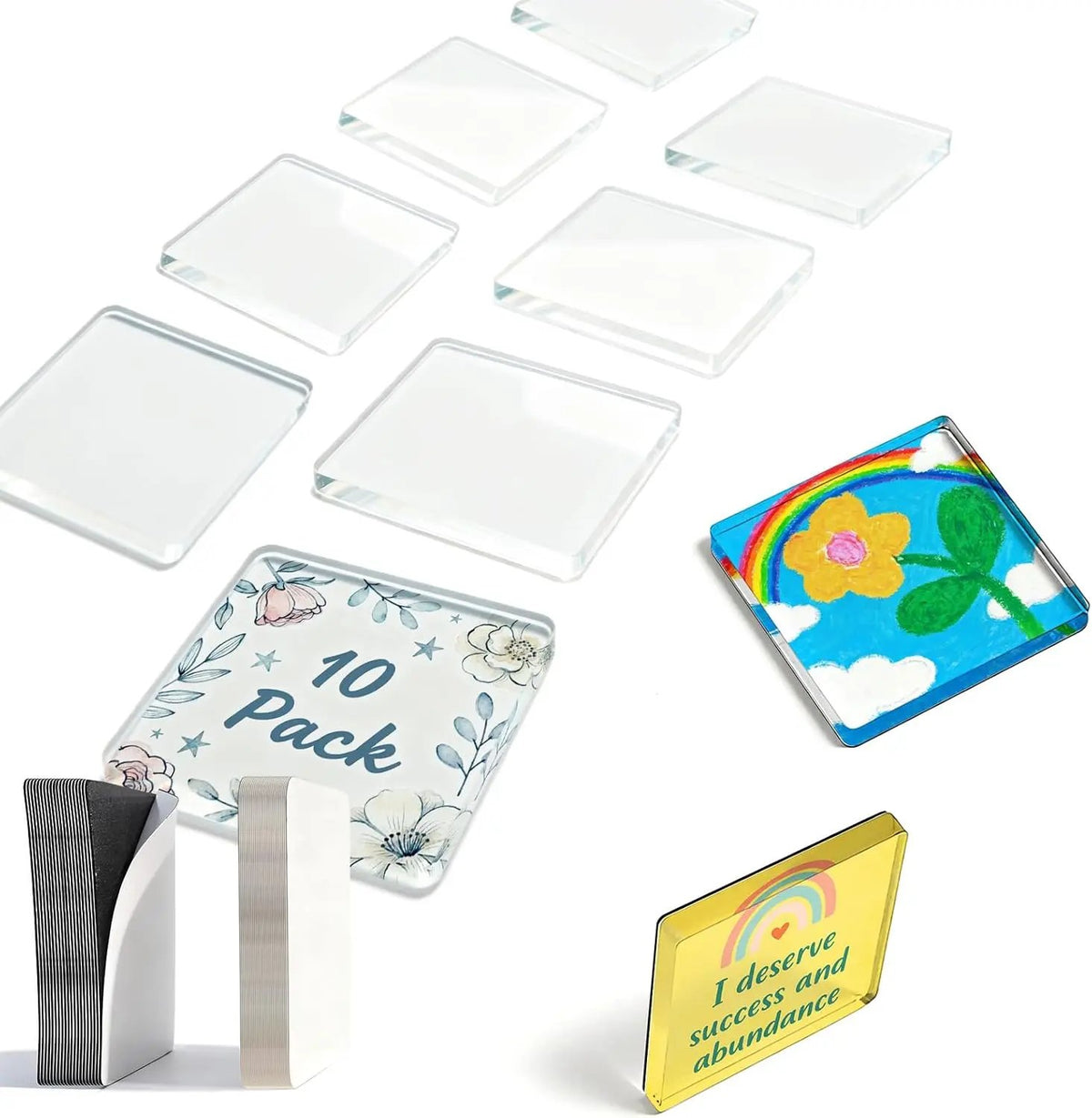DIY Fridge Magnet Kit- Clear Acrylic DIY Fridge Magnet Set with Adhesive Backing – Square Magnetic Photo Frames with Stunning 3D Effect 💕