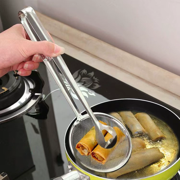 🍳 2-in-1 Strainer Tongs – Stainless Steel Kitchen Tool for Grab, Drain & Serve