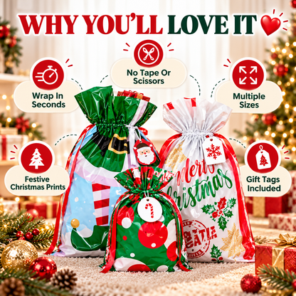 🎄50-Piece Christmas Gift Bag & Tags Set