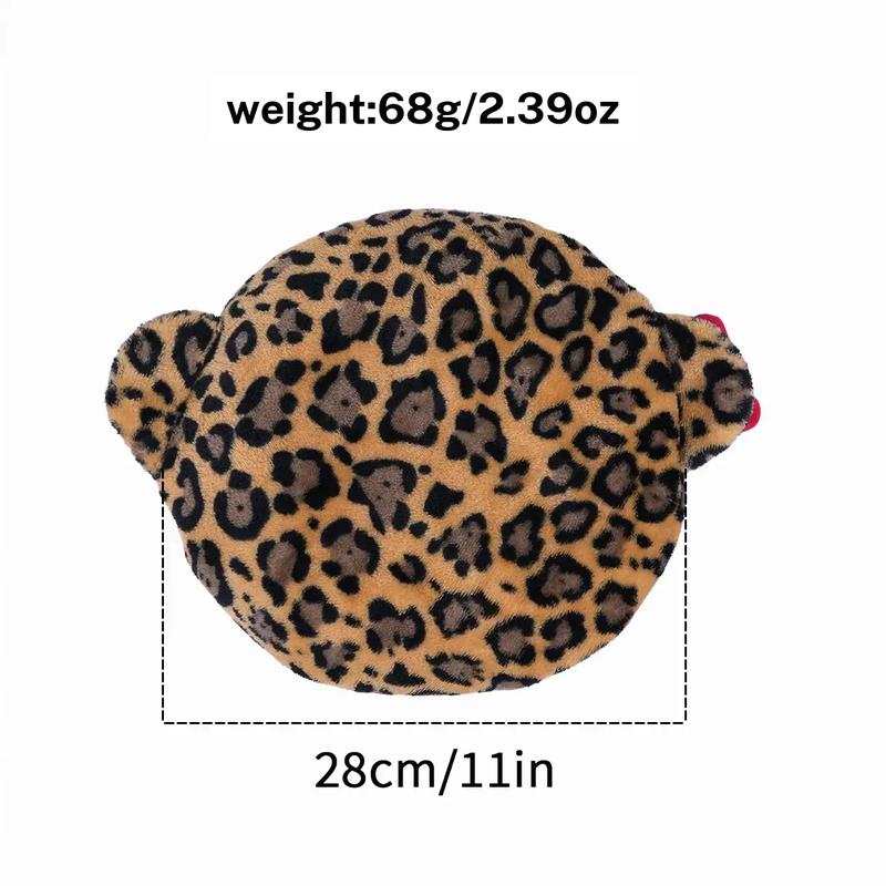 Leopard Print Plush Sleep Bonnet with Cute Bow – Soft & Cozy Hair Cap