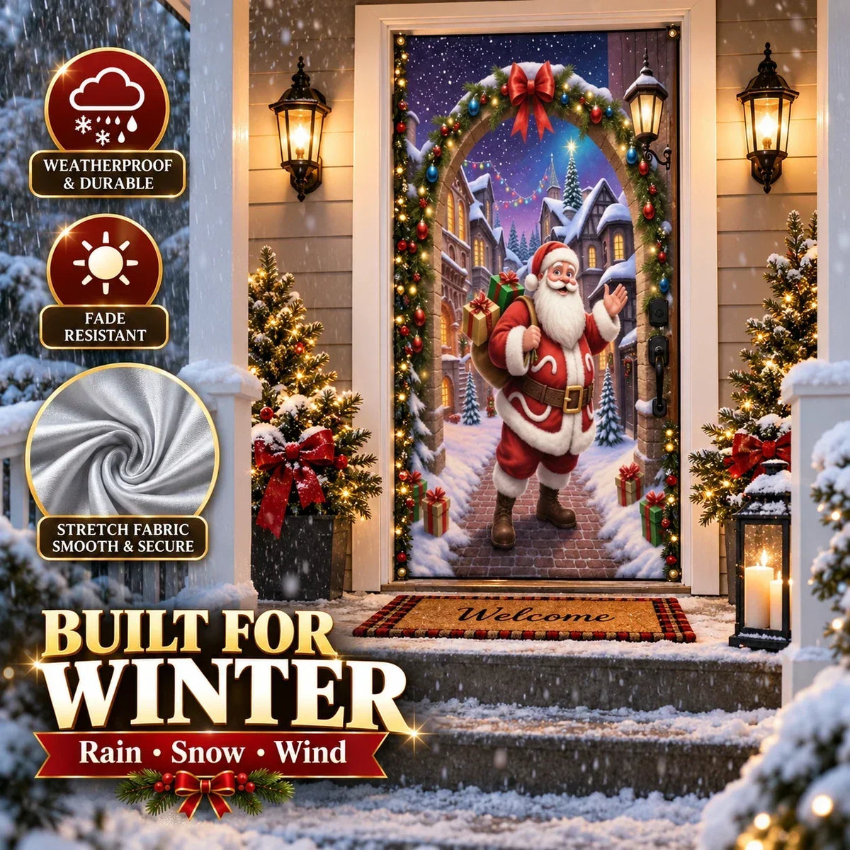 🎄 Christmas Door Cover – Festive Holiday Door Decoration