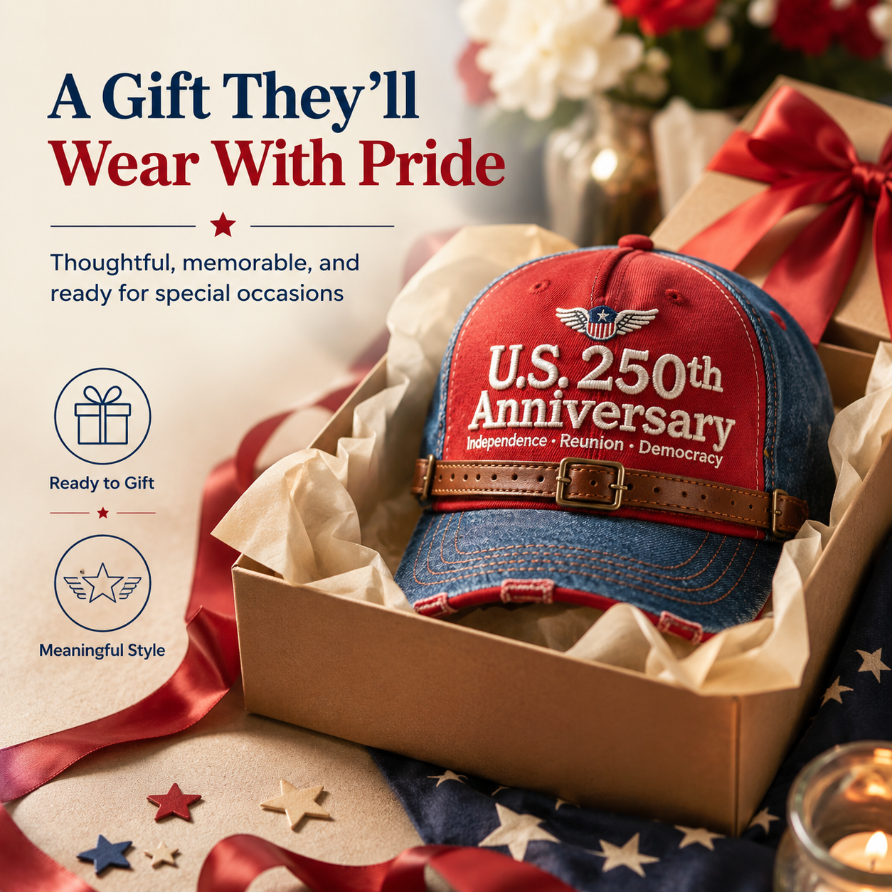 🔥🔥🔥U.S. 250th  Anniversary Retro Washed Cap