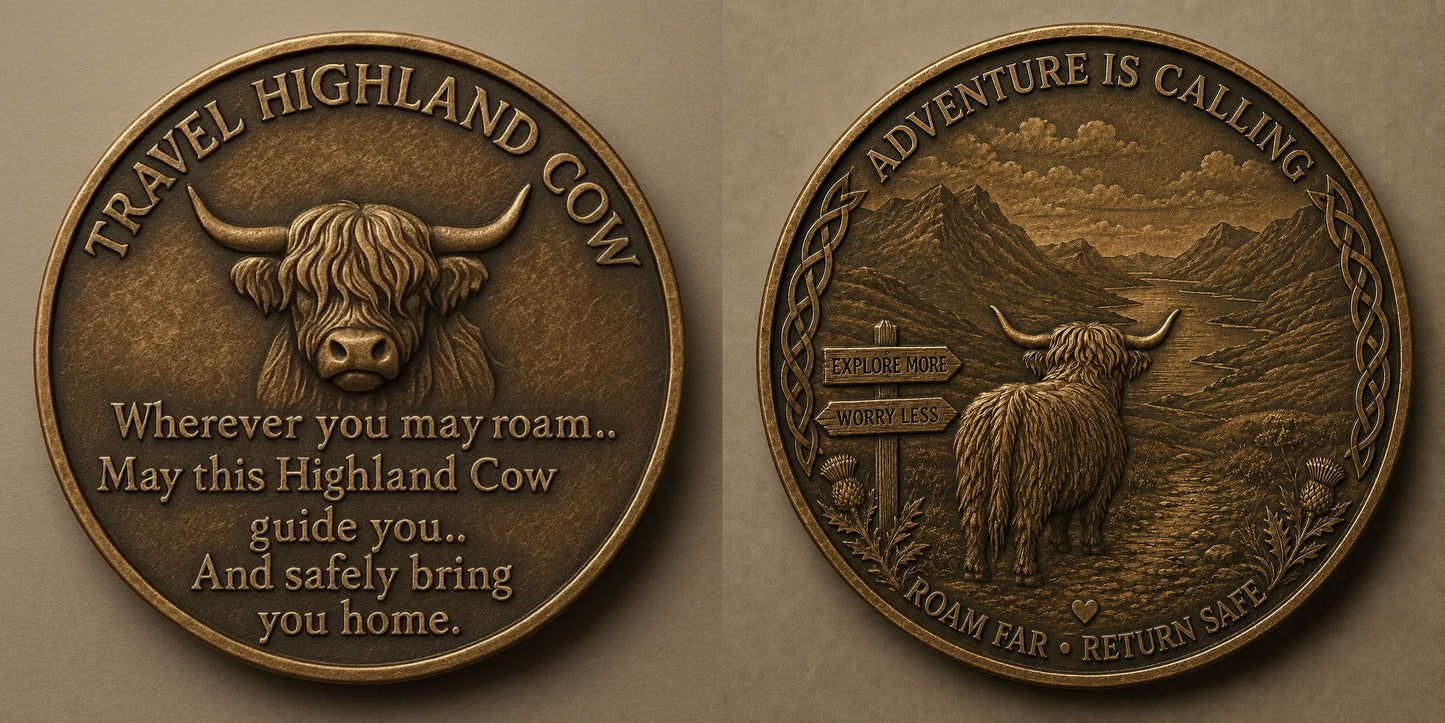 🐂 Travel Highland Cow Lucky Coin