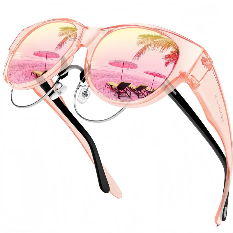 Fit-Over Prescription Sunglasses, Oversized Square Full-Rim Plastic Frames, UV400 Protection, Trendy Stylish Women's Unisex Fashion Accessory, Single Pair summerwins