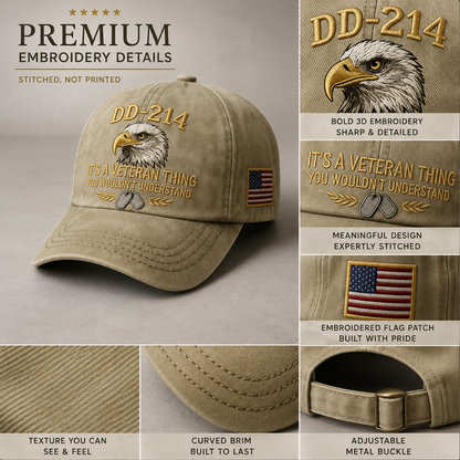 DD-214 Veteran Hat -It's a veteran thing - Embroidered Edition