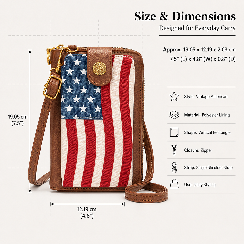 Vintage Star & Stripe Phone Purse | USA Flag Western Style Bag