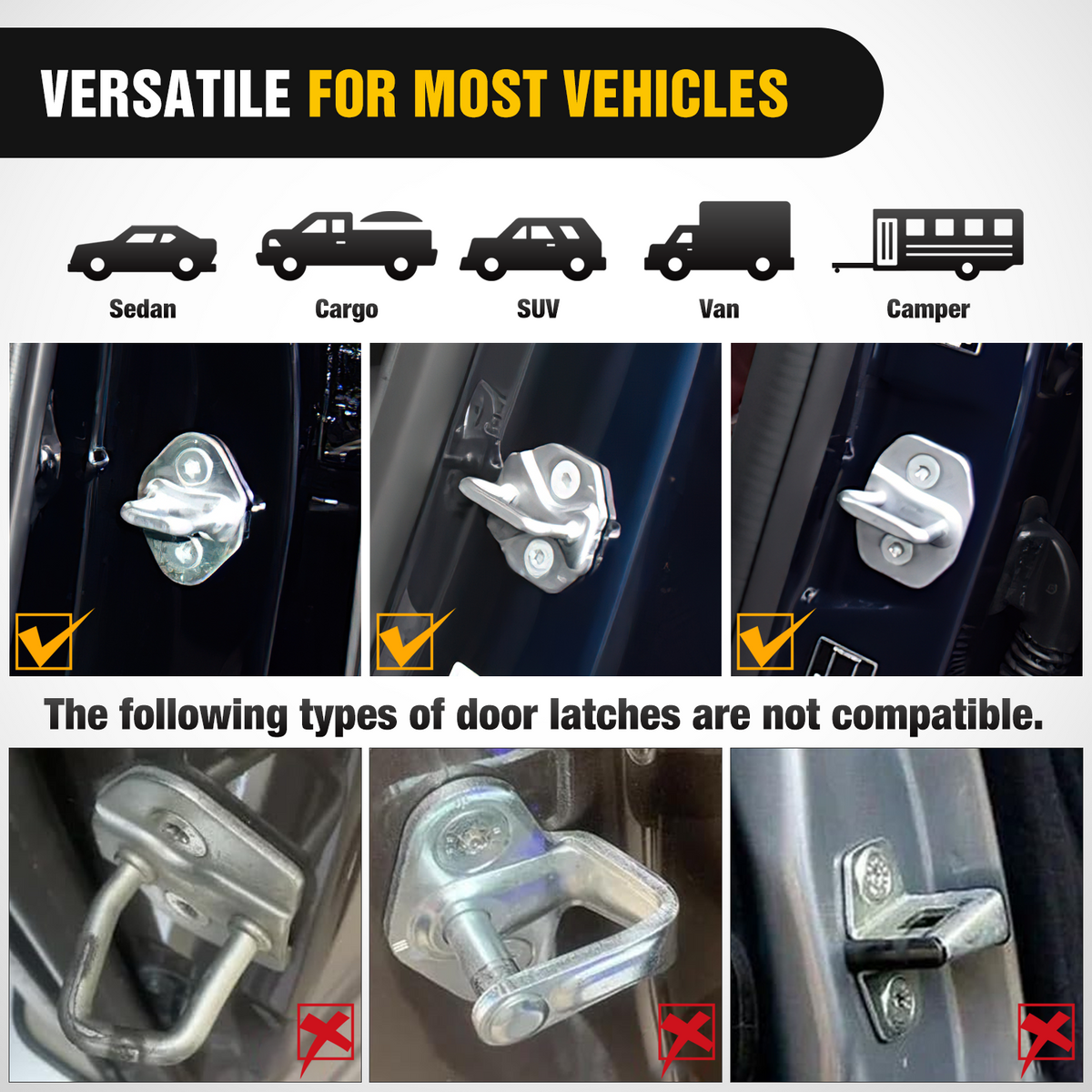 Running Board Car Door Step for Roof Access Universal Car Step Hook for Roof SUV Trucks Folding Aluminum Alloy Vehicle Door Latch Step Pedal With Glass Breaker Safety Hammer, Max Load 400lbs, 2 Pack Yellow