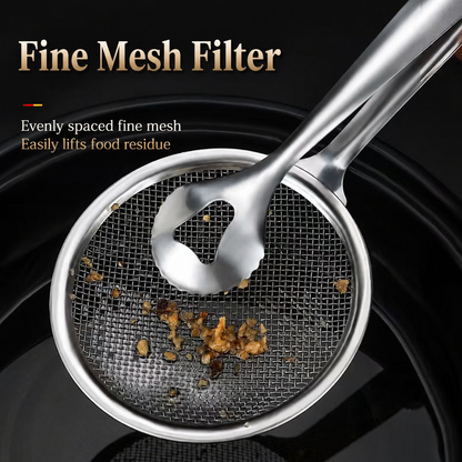 🍳 2-in-1 Strainer Tongs – Stainless Steel Kitchen Tool for Grab, Drain & Serve
