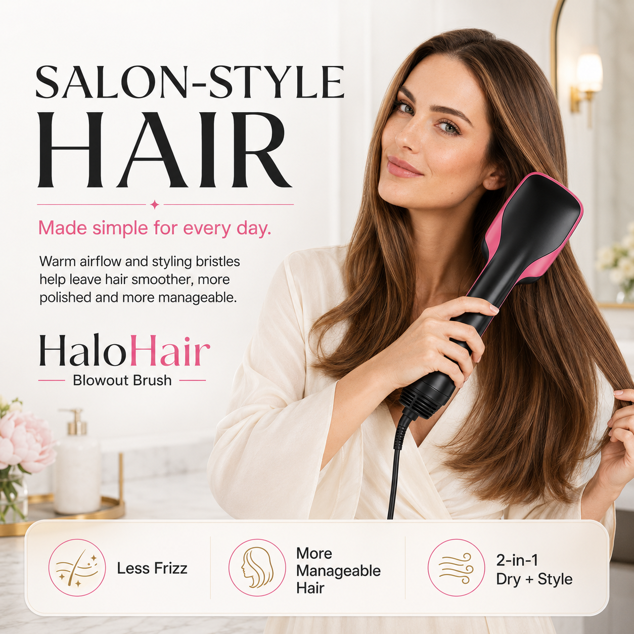 💕 HaloHair 2-in-1 Blowout & Styling Brush