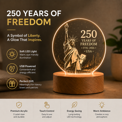 🗽 USA 250 Years of Freedom Commemorative Acrylic Light Decor