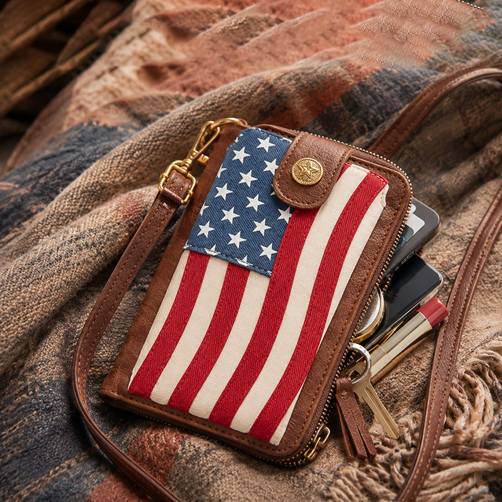 Vintage Star & Stripe Phone Purse | USA Flag Western Style Bag