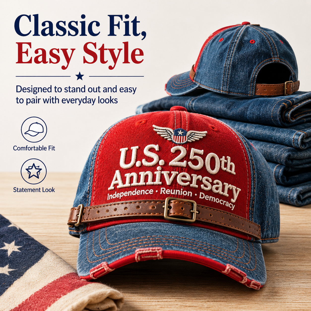 🔥🔥🔥U.S. 250th  Anniversary Retro Washed Cap