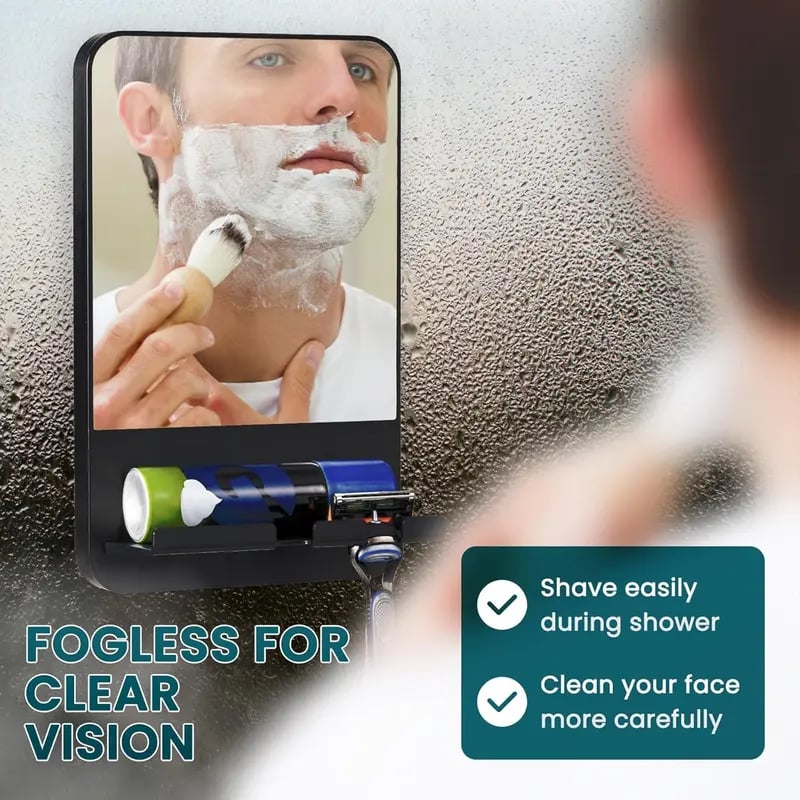 ✨Fogless Shower Mirror, Anti-Fog with Razor Holder