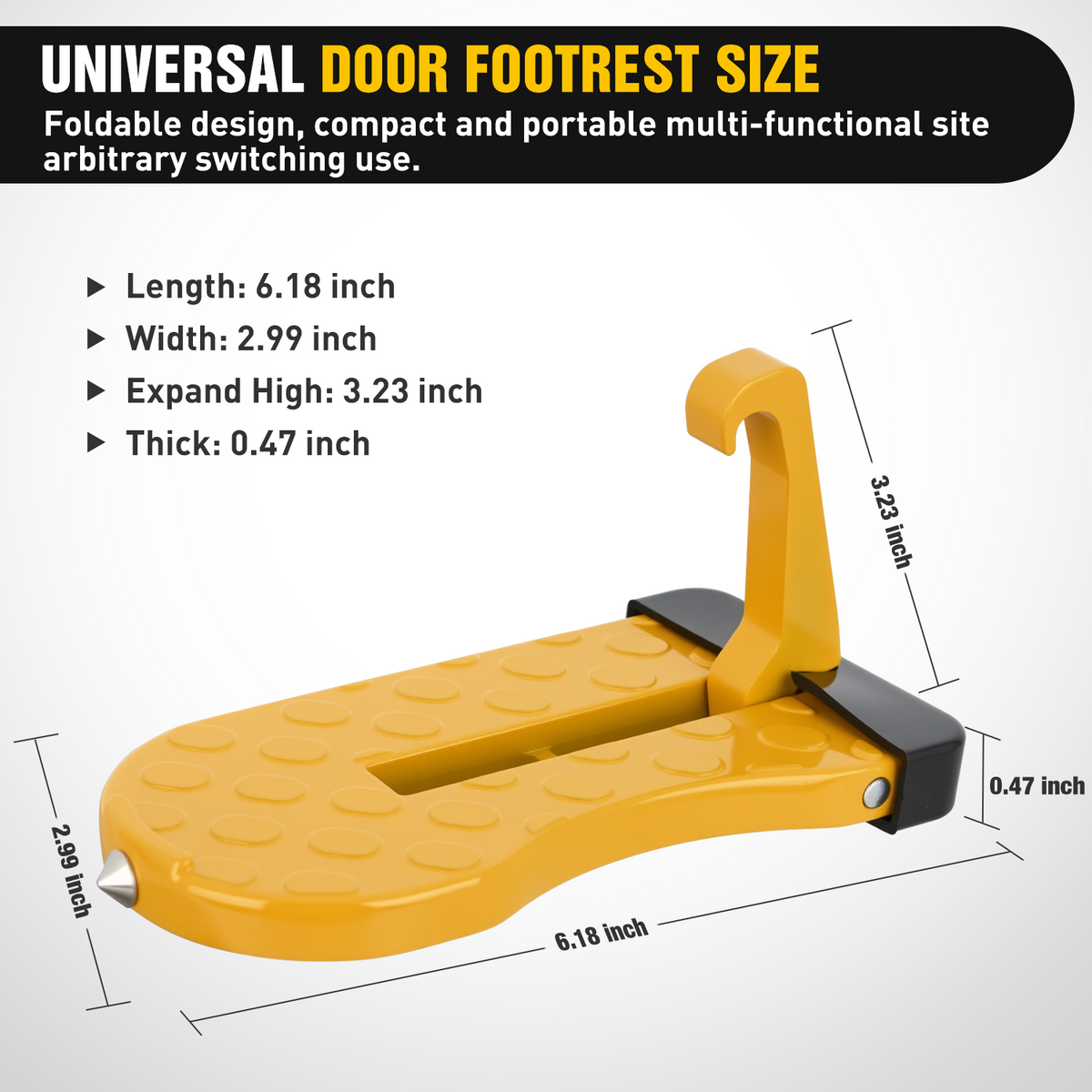 Running Board Car Door Step for Roof Access Universal Car Step Hook for Roof SUV Trucks Folding Aluminum Alloy Vehicle Door Latch Step Pedal With Glass Breaker Safety Hammer, Max Load 400lbs, 2 Pack Yellow
