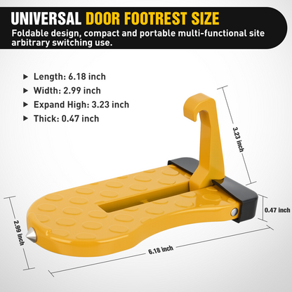Running Board Car Door Step for Roof Access Universal Car Step Hook for Roof SUV Trucks Folding Aluminum Alloy Vehicle Door Latch Step Pedal With Glass Breaker Safety Hammer, Max Load 400lbs, 2 Pack Yellow