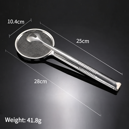 🍳 2-in-1 Strainer Tongs – Stainless Steel Kitchen Tool for Grab, Drain & Serve