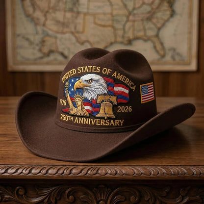 💥Last Day 49% OFF -U.S. 250th Anniversary Edition Unisex Felt Cowboy Hat