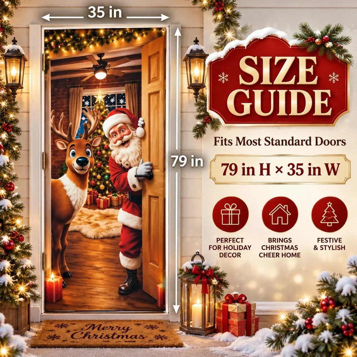 🎄 Christmas Door Cover – Festive Holiday Door Decoration