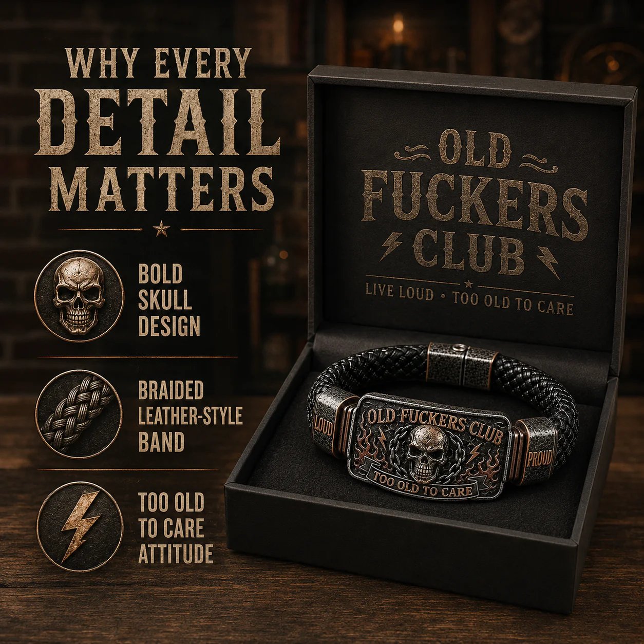 ☠️ Old Fuckers Club | Wild Freedom 2026 Limited Edition Skull Bracelet