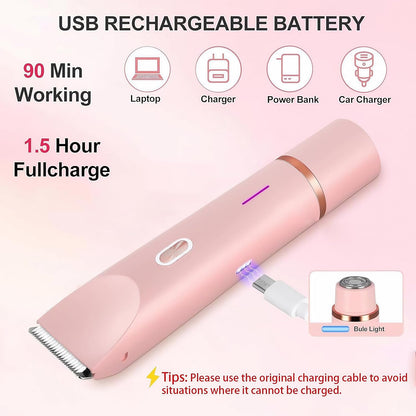 🔥Limited Time 49% Off🔥Bikini Trimmer for Women, Electric Shaver and Razor Rechargeable 2-in-1 Body and Facial Epilator