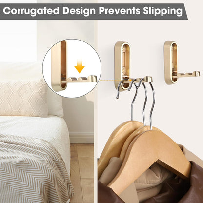 Dntorx Folding Wall Hooks 3-Pack – Heavy Duty Gold Hooks for Towels, Coats & Keys