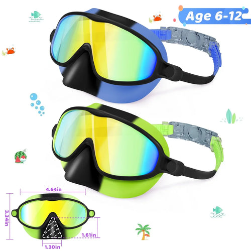 Kids Swim Goggles – Anti-Fog UV Protection Swimming Goggles with Nose Cover