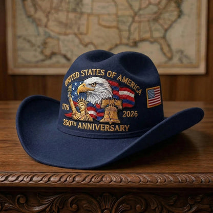 💥Last Day 49% OFF -U.S. 250th Anniversary Edition Unisex Felt Cowboy Hat