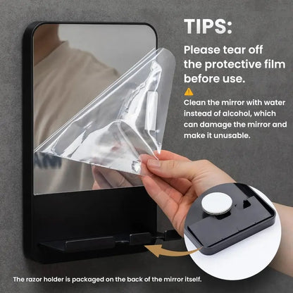 ✨Fogless Shower Mirror, Anti-Fog with Razor Holder