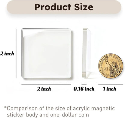 DIY Fridge Magnet Kit- Clear Acrylic DIY Fridge Magnet Set with Adhesive Backing – Square Magnetic Photo Frames with Stunning 3D Effect 💕