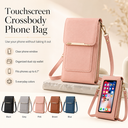 🏆👜📱 Simple and elegant women's touchscreen crossbody phone wallet