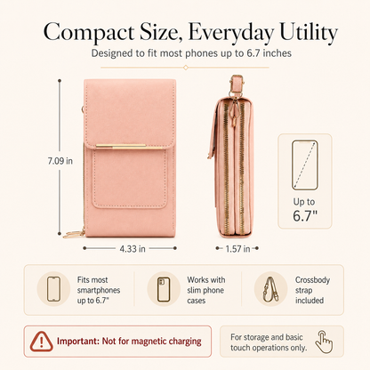 TopSpire® Simple and elegant women's touchscreen crossbody phone wallet