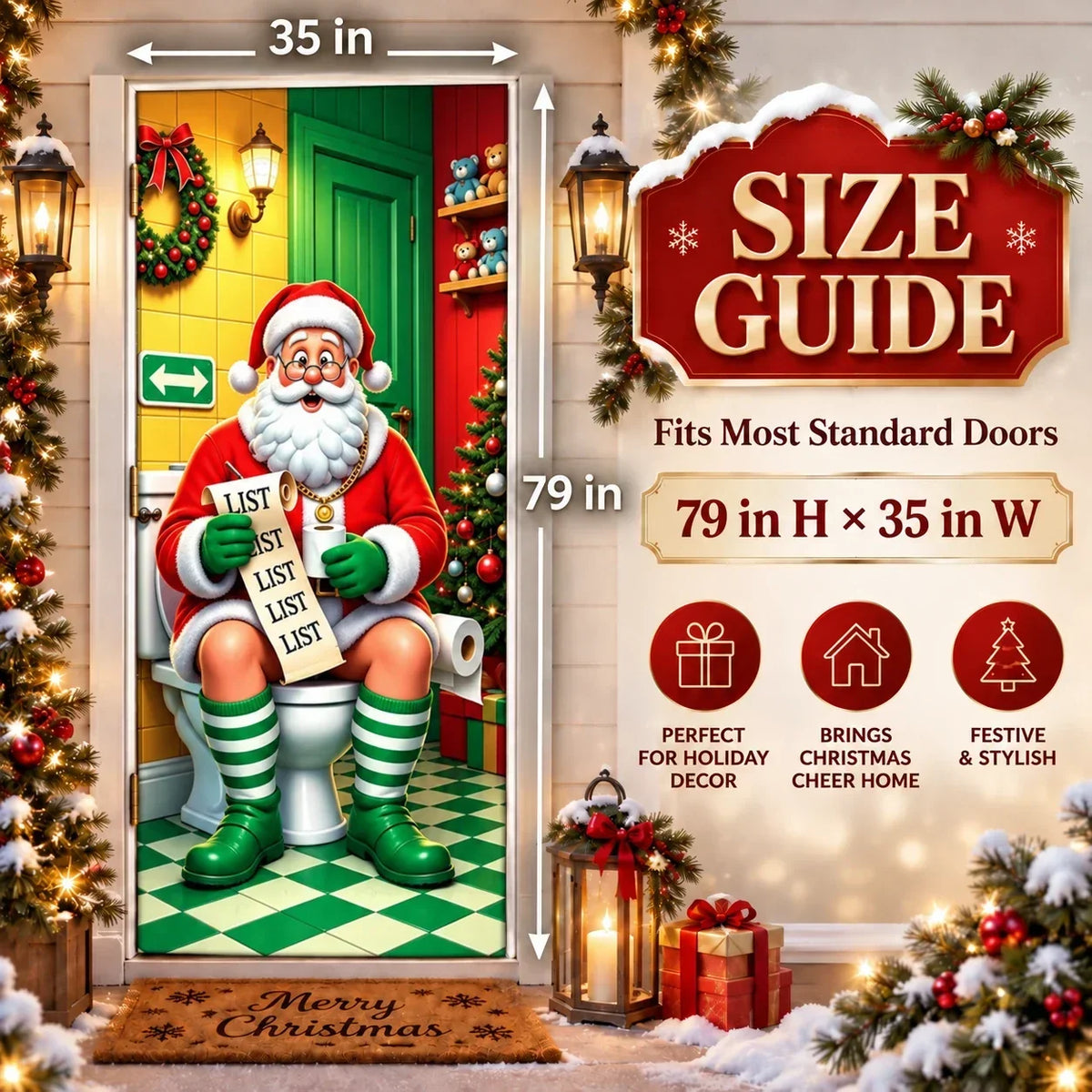 🎄 Christmas Door Cover – Festive Holiday Door Decoration