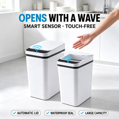 2-Pack 3-Gallon Touchless Smart Trash Cans – Motion Sensor Automatic Lids