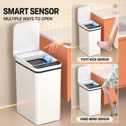 2-Pack 3-Gallon Touchless Smart Trash Cans – Motion Sensor Automatic Lids